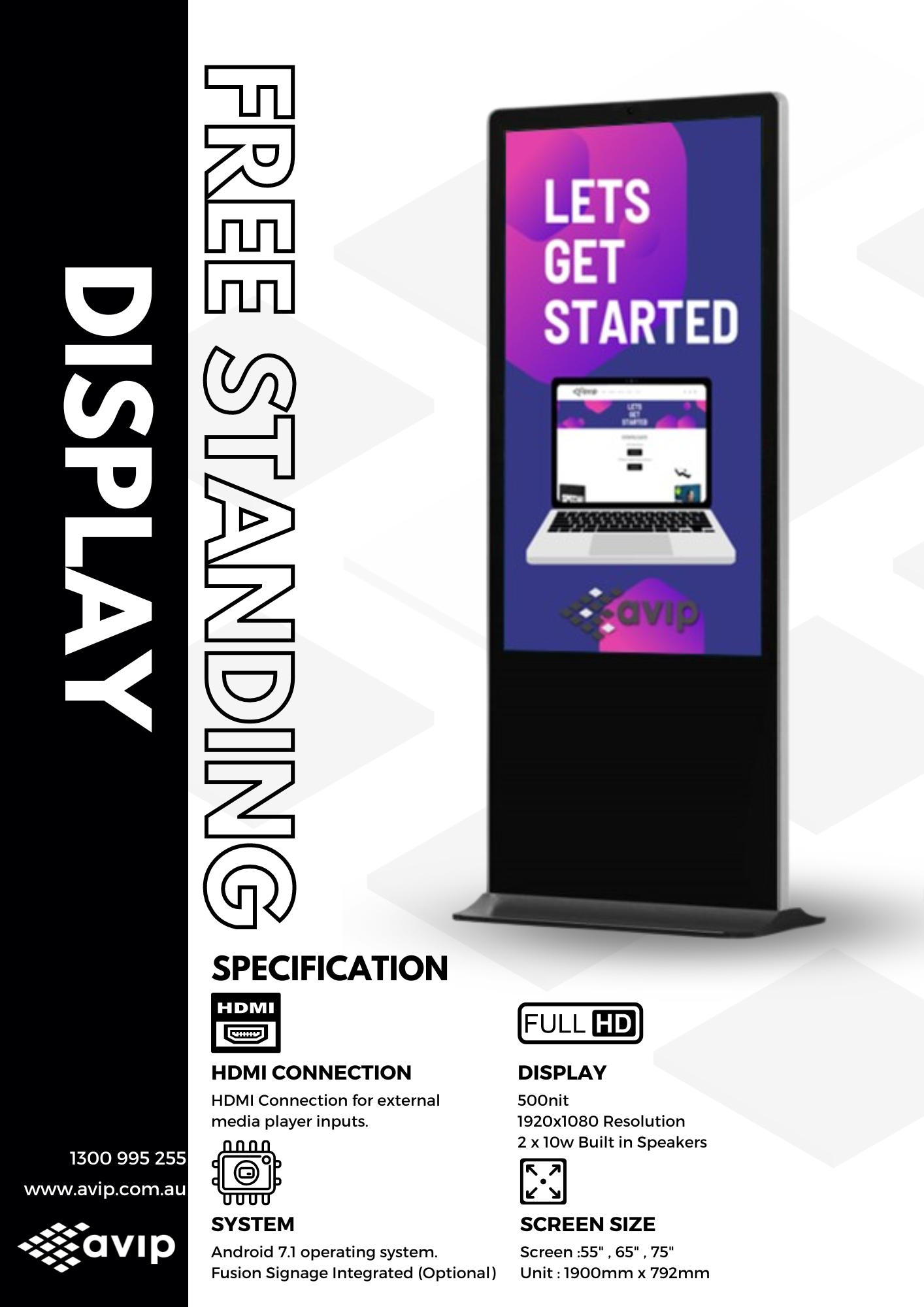 55" Floor Standing Digital Signage Display
